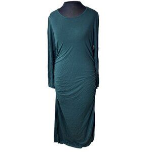 Smallshow Green Maternity Dress Long Sleeve Stretch Fabric Mid-Length